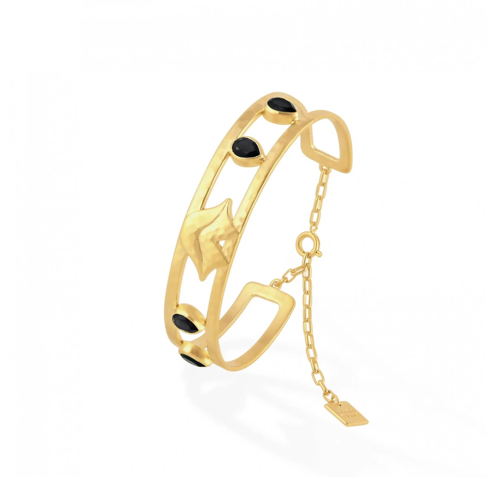 Gold-plated bracelet OLYMPE with black Onyx |Gloria Balensi