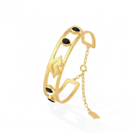Gold-plated bracelet OLYMPE with black Onyx, side view | Gloria Balensi