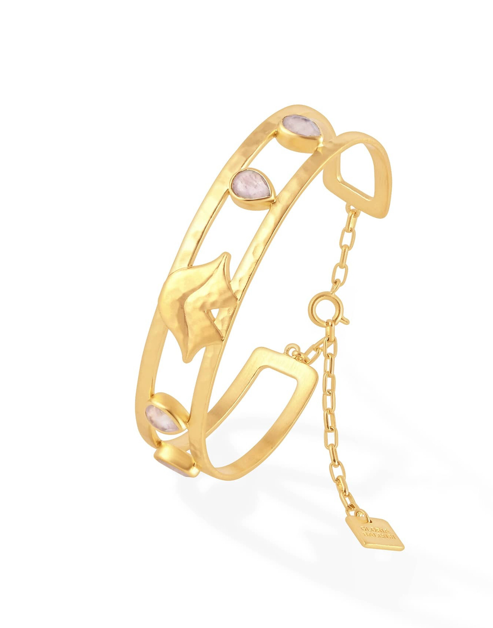 Gold-plated bracelet OLYMPE with pink quartz |Gloria Balensi
