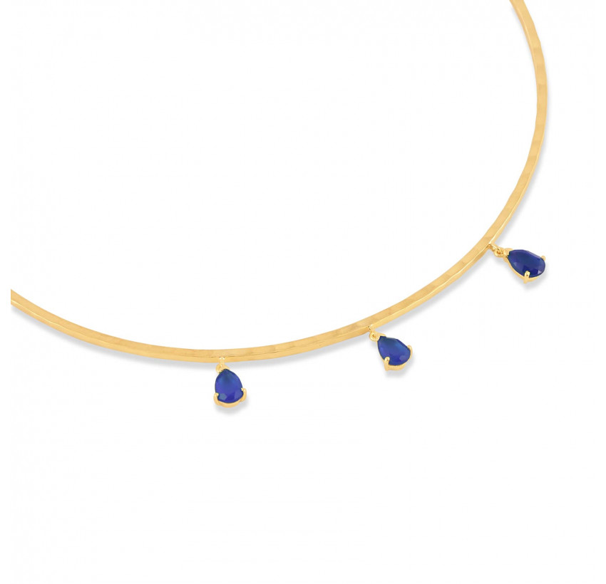 Collier torque NAYA avec Lapis Lazuli, vue zoom sur pierre | Gloria Balensi
