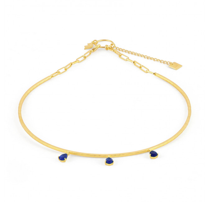 NAYA torque necklace with Lapis Lazuli, front view | Gloria Balensi