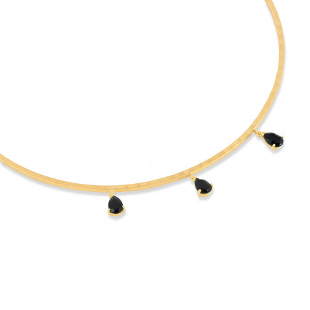 NAYA torque necklace with black onyx, view zoom on stone | Gloria Balensi