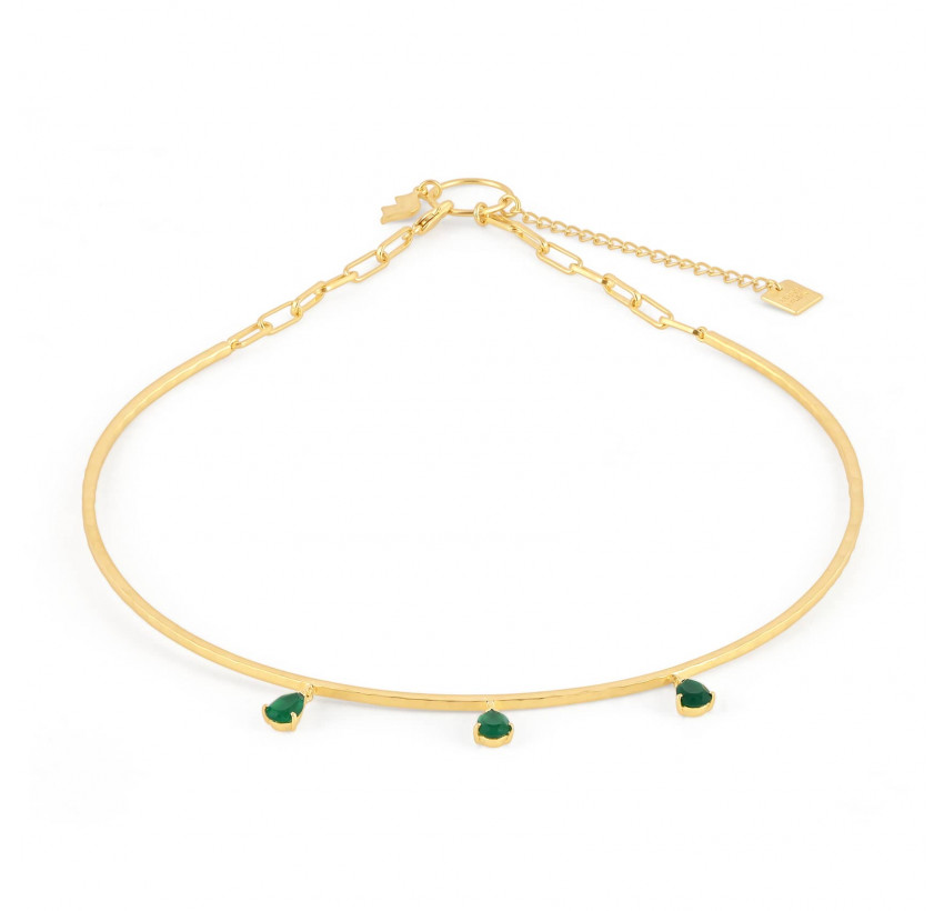 NAYA torque necklace with green onyx, front view  | Gloria Balensi