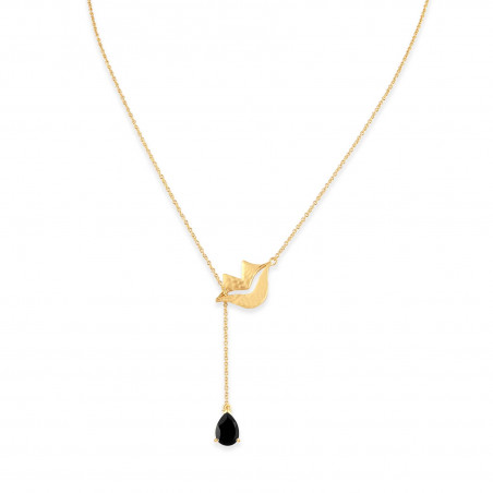 HÉRA chain necklace with black onyx, front view | Gloria Balensi