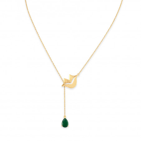 HÉRA chain necklace with green onyx, front view | Gloria Balensi
