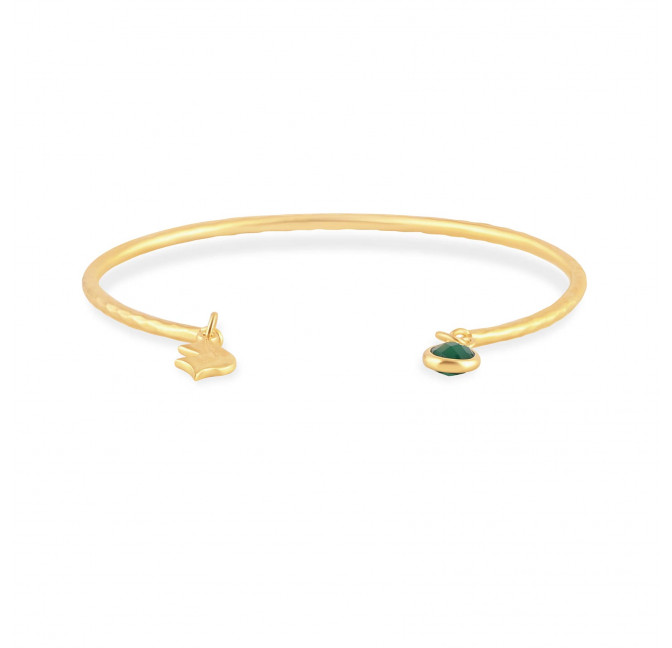 Gold-plated bracelet AVA with green Onyx, front view | Gloria Balensi