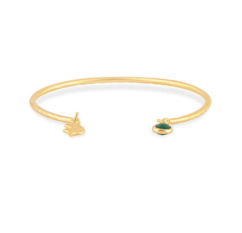 Gold-plated bracelet AVA with green Onyx, front view | Gloria Balensi