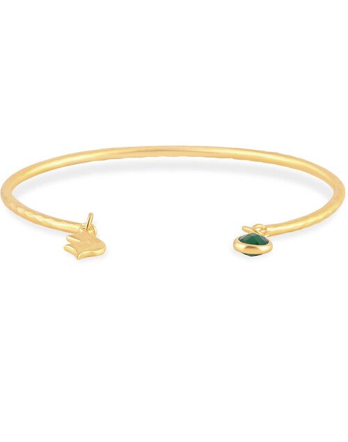 Gold-plated bracelet AVA with green Onyx, front view | Gloria Balensi