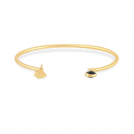 Gold-plated bracelet AVA with black Onyx, front view | Gloria Balensi