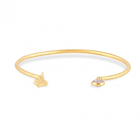 Gold-plated bracelet AVA with pink quartz, front view | Gloria Balensi