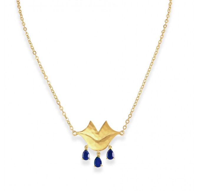 VENUS chain necklace with Lapis lazuli, front view | Gloria Balensi