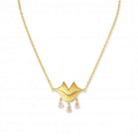 VENUS chain necklace with pink quartz, front view | Gloria Balensi