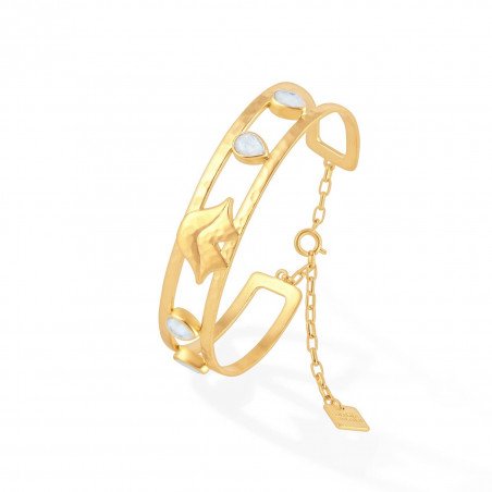 Bracelet jonc plaqué or OLYMPE avec pierre de lune | Gloria Balensi bijoux