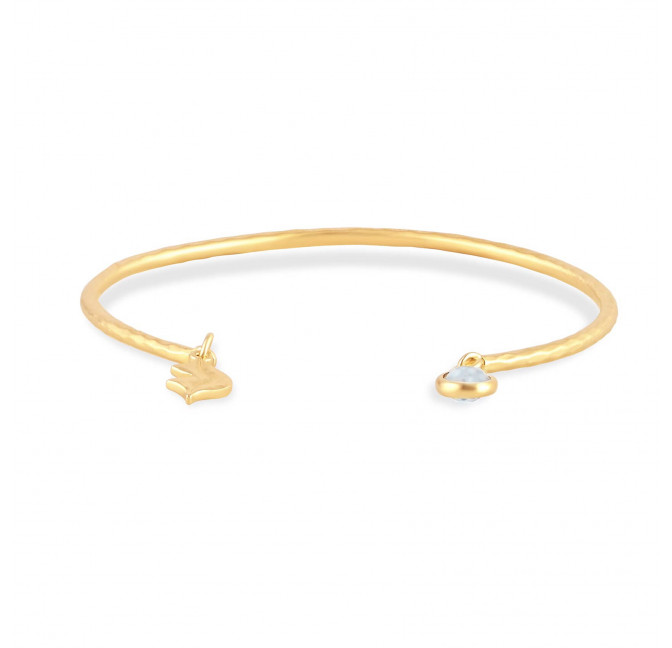 Gold-plated bracelet AVA with moonstone, front view| Gloria Balensi