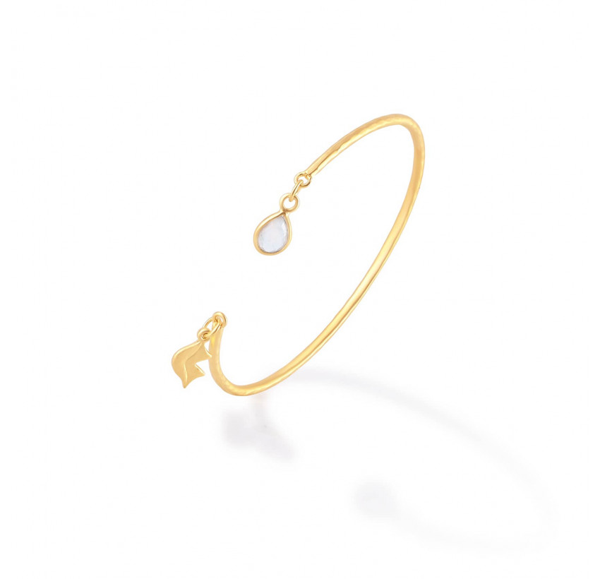 Gold-plated bracelet AVA with moonstone, side view | Gloria Balensi