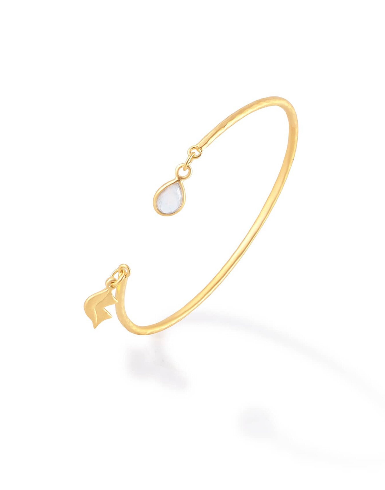 Bracelet Jonc plaqué or AVA avec pierre de lune |Gloria Balensi